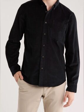 14th & Union Black Corduroy Button-Up Shirt Size M